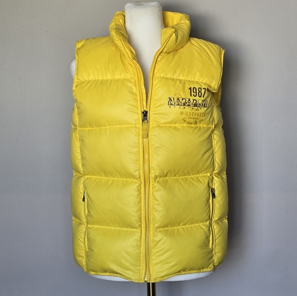 Urban Outfitters Napapijri Akke Butter Yellow Kids Quilted Puffer Duck Down Vest - Picture 15 of 15